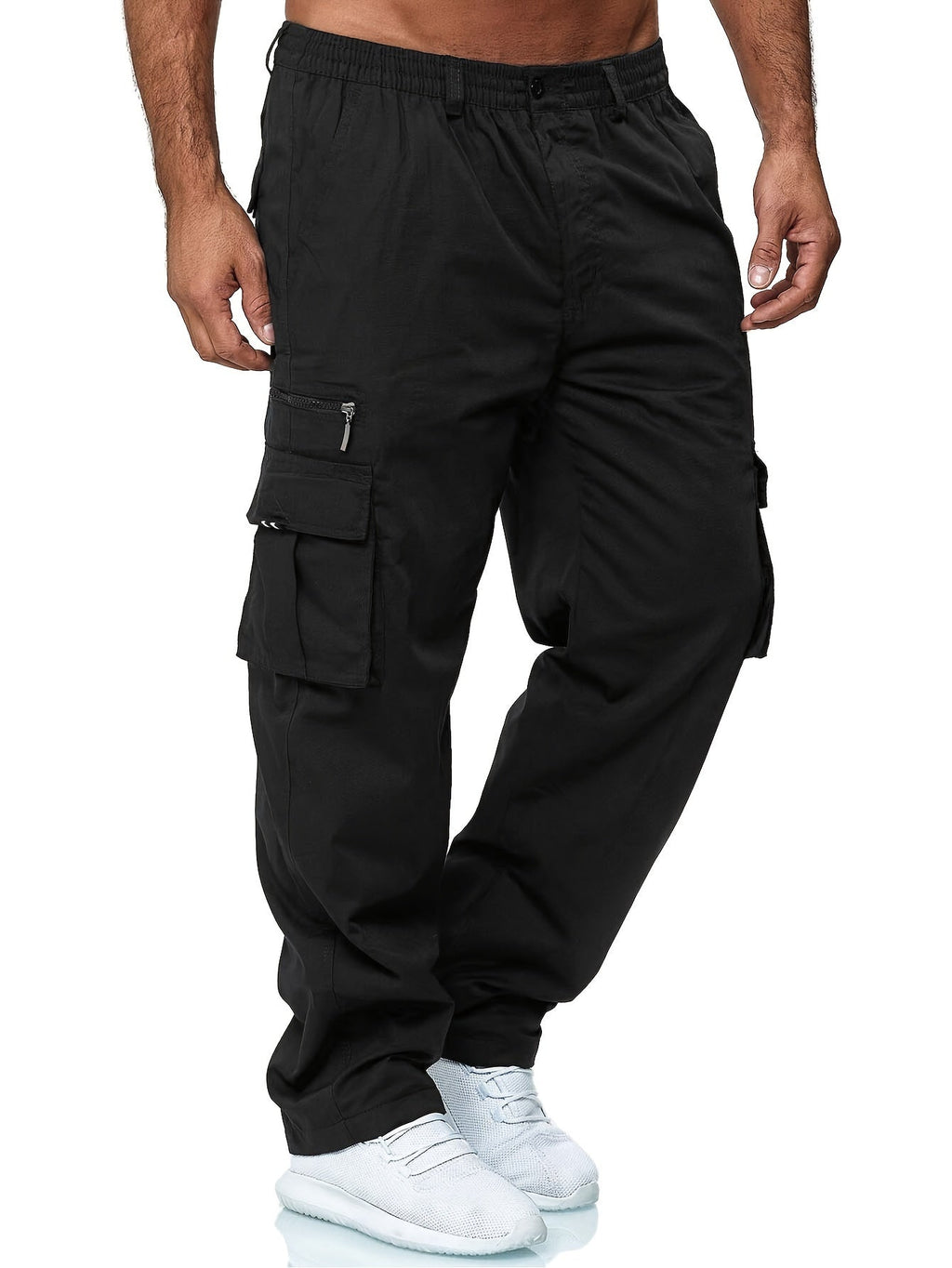 Men's Cargo Pants 3-Pack Multi-Pocket Regular Fit – Solid Color Polyester Woven Hiking Outdoor Pants for Spring & Fall, Sizes S-XXXL, 9 Color Combos