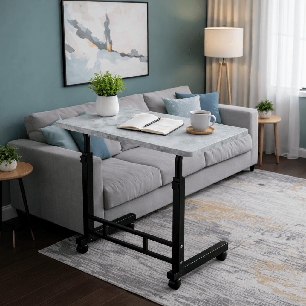 Height Adjustable Mobile Laptop Table with Wheels Rolling Bedside Computer Desk for Bed Sofa Bedroom Dorm Room Small Spaces Home Office Work Study Gaming 8 Colors