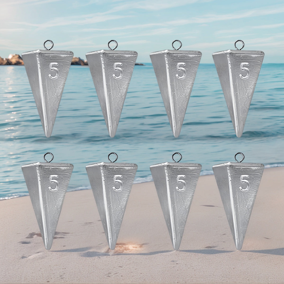 Pyramid Fishing Sinkers 1oz to 10oz Multi-Pack – Strong Hold Saltwater Freshwater Surf Fishing Weights for Pompano Bass Drum Croaker, Bottom Fishing Tackle 1oz 2oz 3oz 4oz 5oz 6oz 8oz 10oz