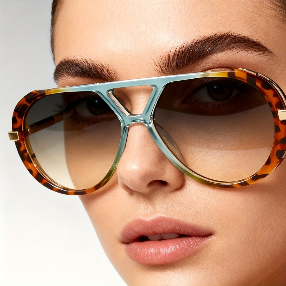 Round Double Bridge Colorful Sunglasses for Women – Retro Circle Frame UV Protection Shades for Summer Festivals Beach Vacation Trendy Eyewear Gift