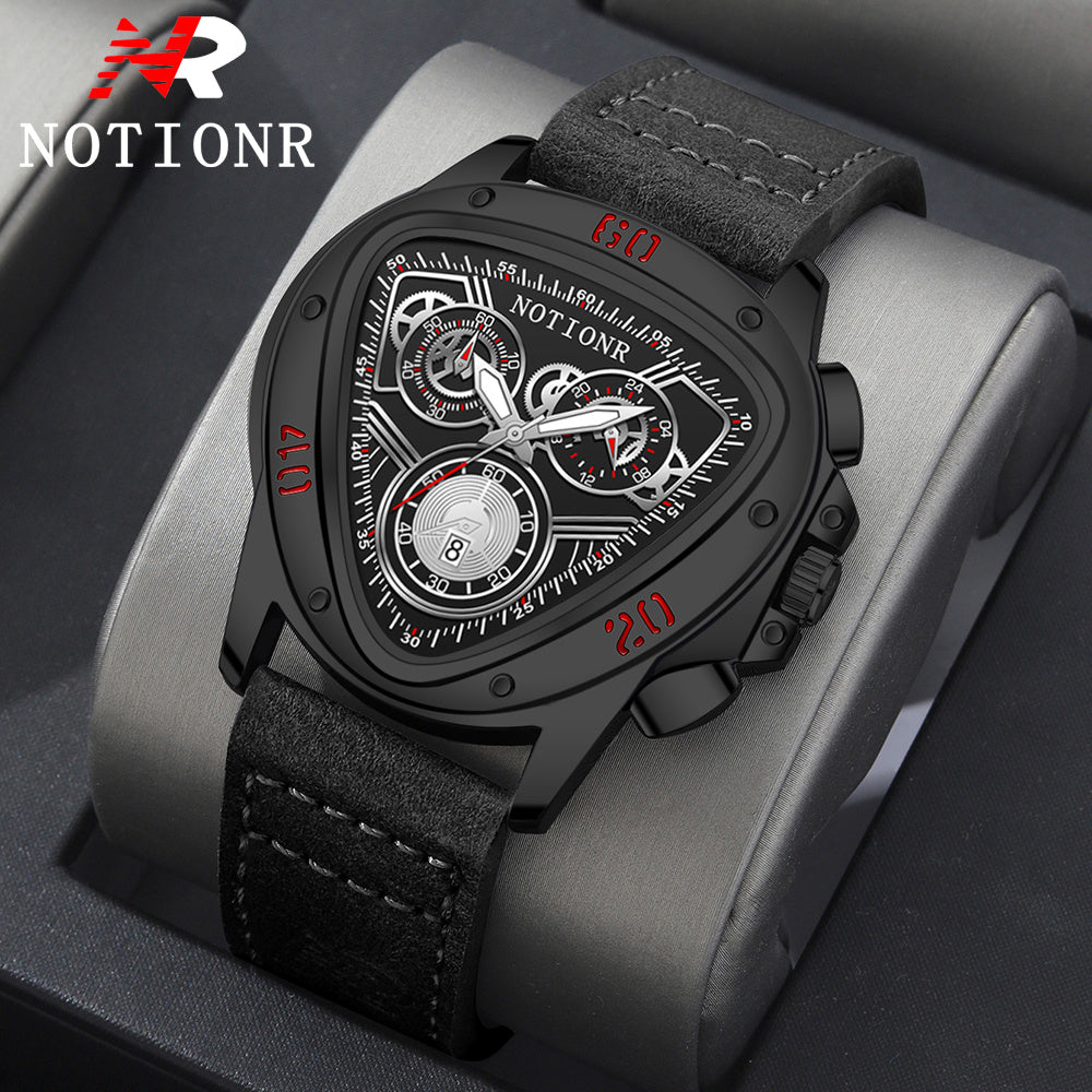 2pcs Men's Watch Set Sports Triangle Dial Silicone Strap and Retro Square Dial Quartz Watches with Date Display Dress Watch for Casual Valentine's Father's Day Gift