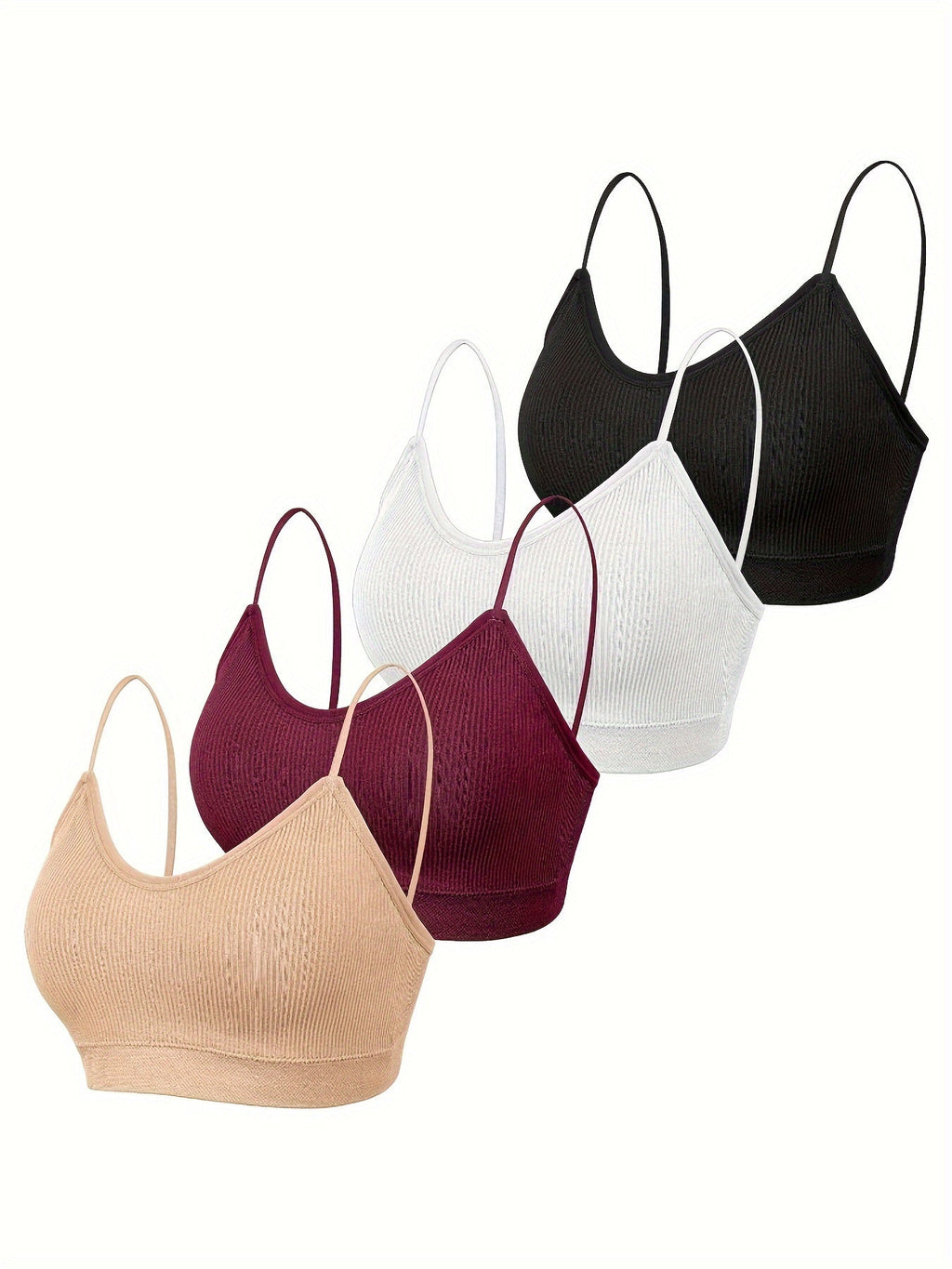 4 Pack Women's Wireless Bralettes with Removable Padding – Soft Breathable Seamless Bra Set for Yoga Lounge Sleep & Everyday Wear, Sizes S-XL in Multiple Colors