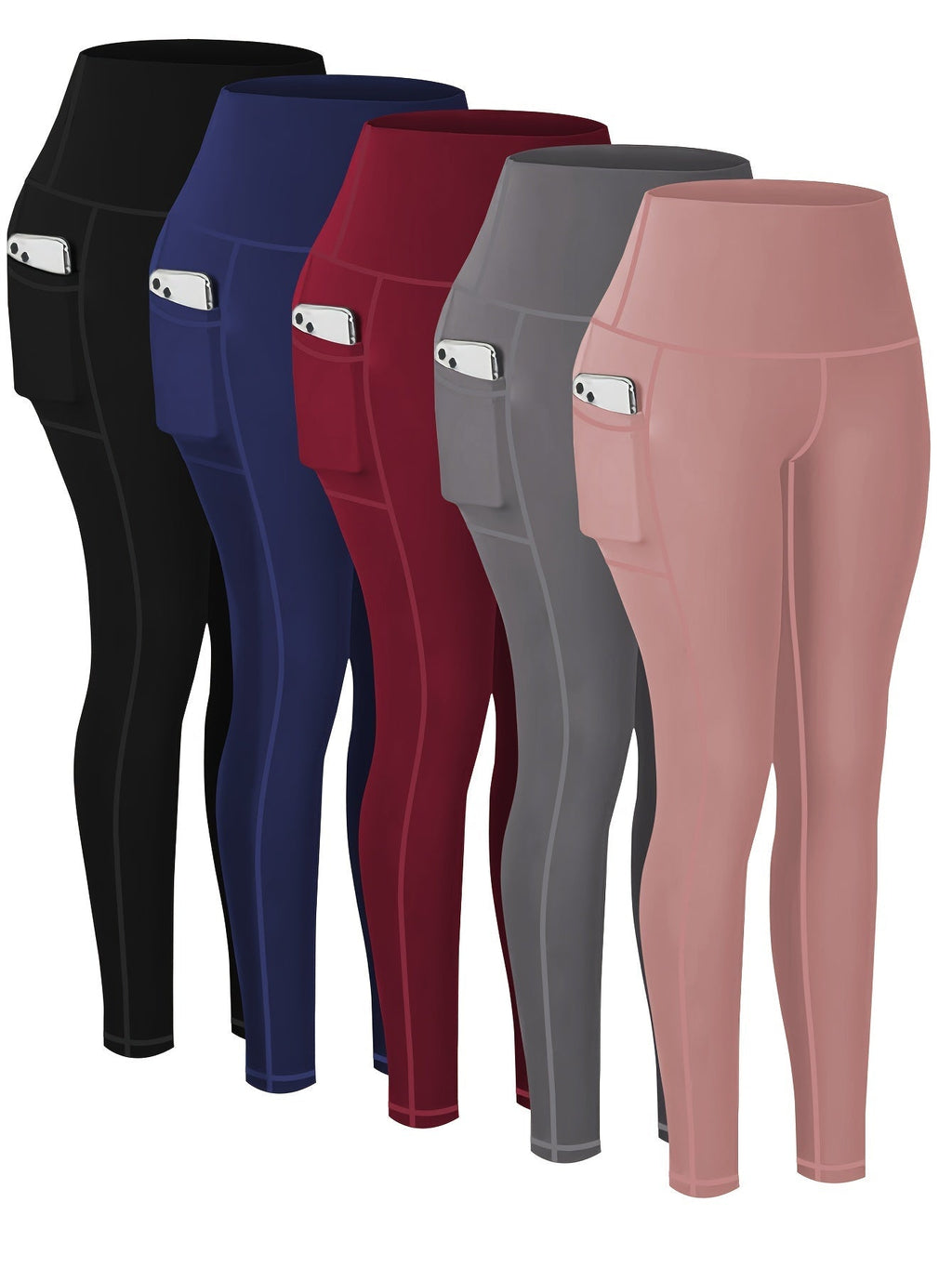 Women's Compression Yoga Pants 5 Pack 7/8 Length High-Waist – Printed Fitness Leggings with Leopard Camo & Solid Patterns for Gym Running Pilates, Athletic Tracksuit Bottoms S-XXL