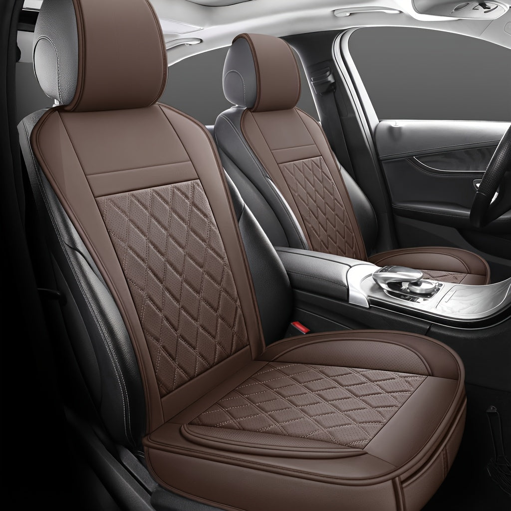 Universal Front Car Seat Covers 2 Pack Full Surround High-Back Bucket Seat Protector Anti-Slip Easy Install for Cars SUVs Trucks Multiple Colors and Styles Aero Wave Luxe Diamond Dynamic Stripe