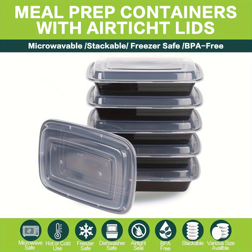 28oz Meal Prep Containers 50 & 150-Pack with Lids – BPA-Free Leakproof 1-Compartment Disposable Plastic Bento Lunch Box, Stackable, Microwave Dishwasher Freezer Safe Food Storage