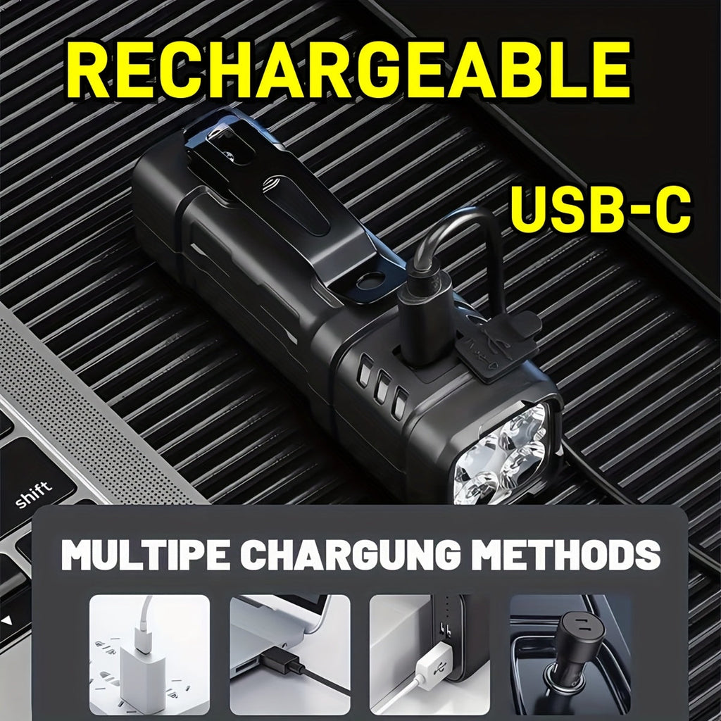 Rechargeable LED Flashlight 3 or 6 Pack 2000 Lumens COB USB-C – Compact Mini Handheld Flashlight with 4 Modes, 300M Beam, Back Clip & Built-In Battery for Camping Hiking Hunting Emergency EDC