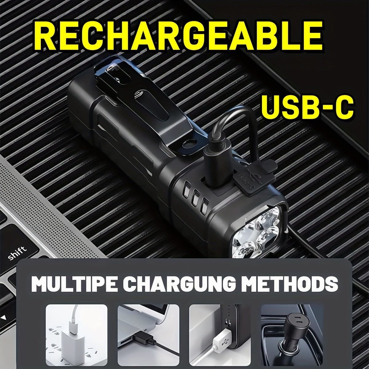 Rechargeable LED Flashlight 3 or 6 Pack 2000 Lumens COB USB-C – Compact Mini Handheld Flashlight with 4 Modes, 300M Beam, Back Clip & Built-In Battery for Camping Hiking Hunting Emergency EDC