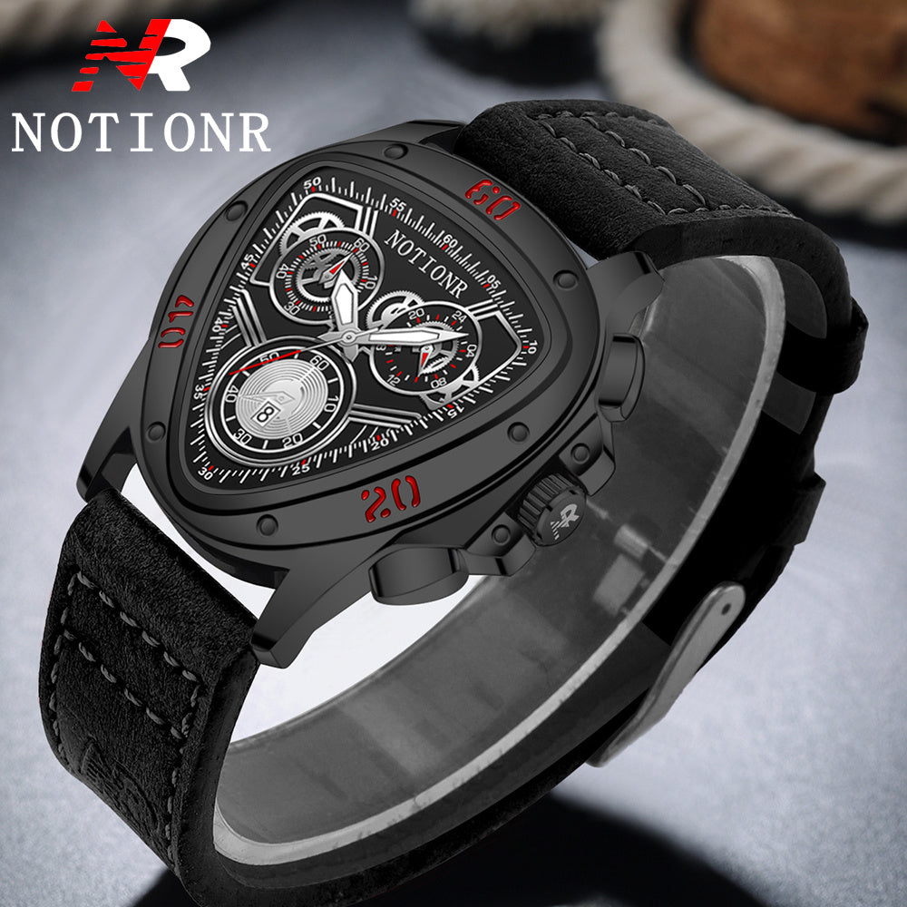 2pcs Men's Watch Set Sports Triangle Dial Silicone Strap and Retro Square Dial Quartz Watches with Date Display Dress Watch for Casual Valentine's Father's Day Gift