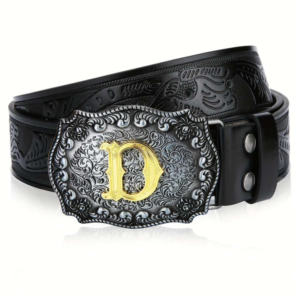 Western Cowboy Belt Men Women Embossed Floral Faux Leather Longhorn Bull Big Buckle – 23 Styles Sizes 34-44 Waist 32"-42" Country Rodeo Halloween Christmas Father's Day Gift