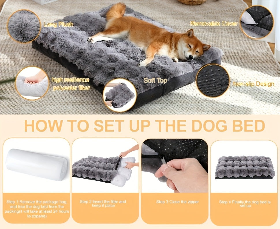 Orthopedic Dog Bed for Large Dogs Memory Foam Pet Bed with Removable Washable Cover Anti-Slip Base Faux Fur – Joint Relief Heavy Duty, Small Medium XL XXL Sizes