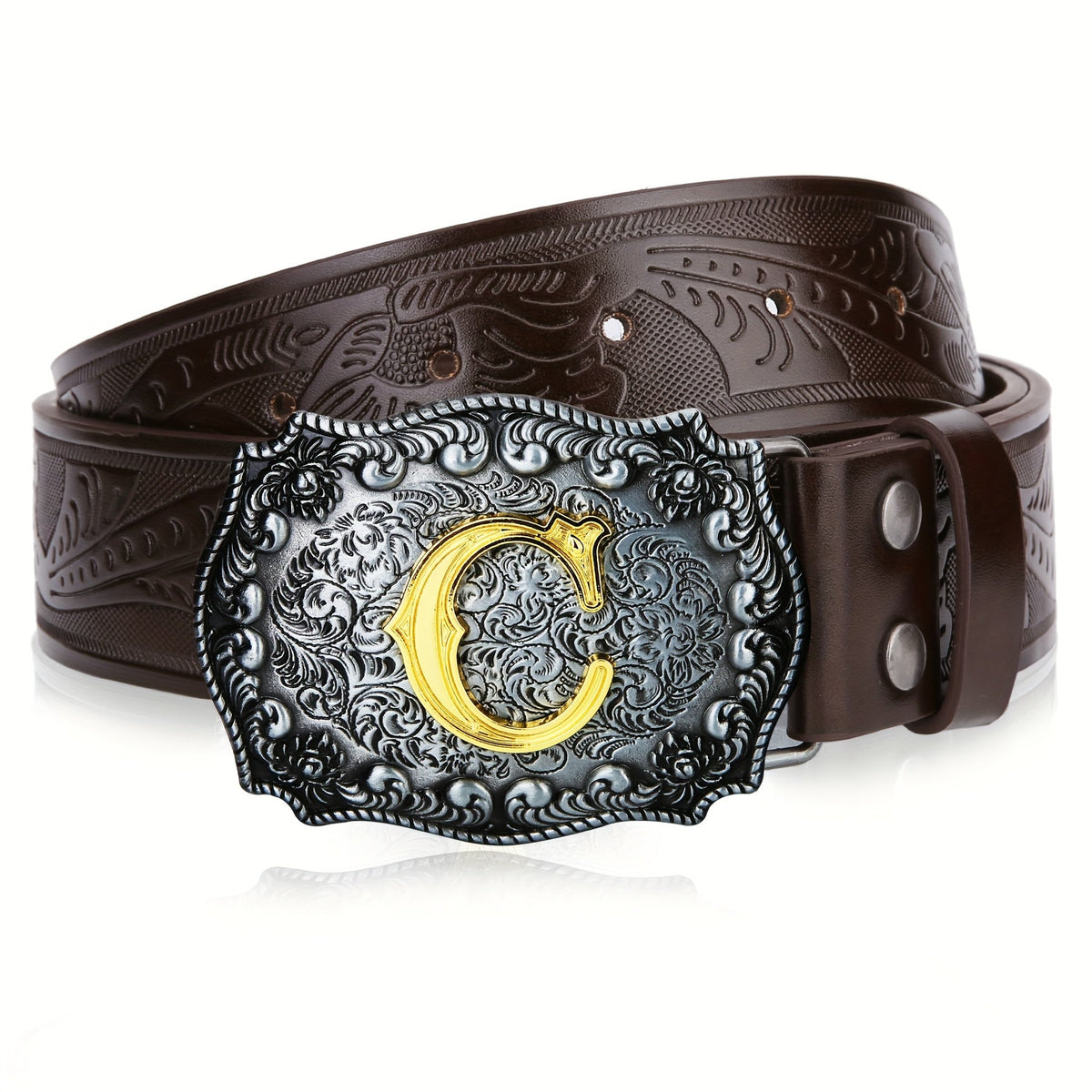 Western Cowboy Belt Men Women Embossed Floral Faux Leather Longhorn Bull Big Buckle – 23 Styles Sizes 34-44 Waist 32"-42" Country Rodeo Halloween Christmas Father's Day Gift