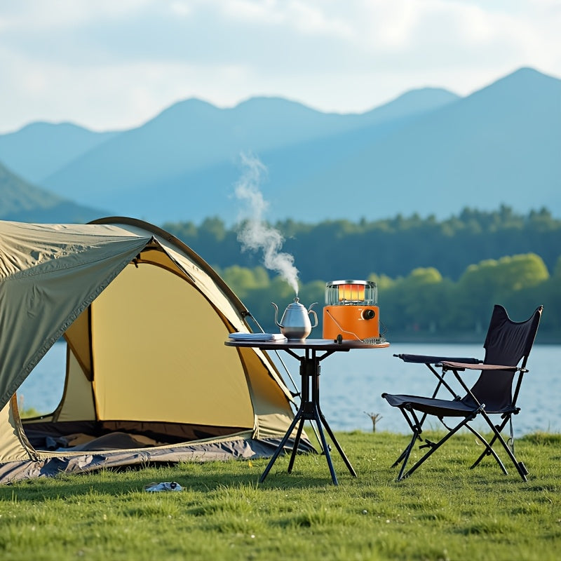 Propane Camping Stove 9000 BTU 2-in-1 Stove & Heater with Gas Hose & MAPP Converter – Adjustable Flame Portable Indoor Outdoor Gas Burner, Stainless Steel Compact Design for Camping Cooking & Emergency