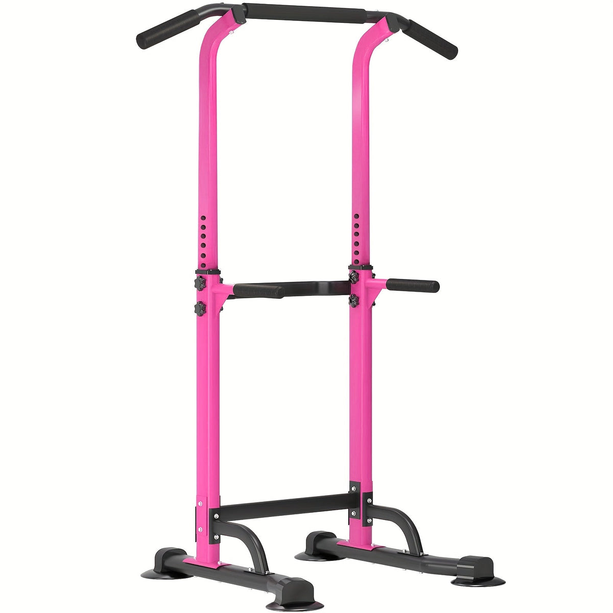 Power Tower Dip Station with Pull-Up Bar 10 Adjustable Heights 330 lbs Capacity Full-Body Strength Training for Home Gym – Pink Black Red Yellow Blue Orange Green