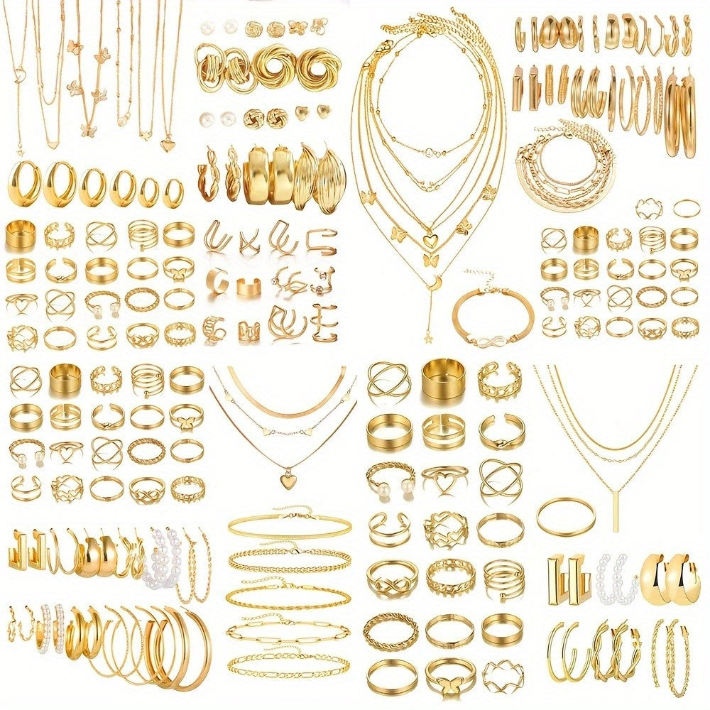 Retro Jewelry Set for Women – 35 to 68pcs Butterfly Heart Star Moon Charms Elegant Mixed Lot Stackable Daily Wear & Gift for Friends Sisters