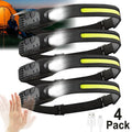 4 Pack USB Rechargeable LED Headlamp Ultra Bright Hands-Free with Adjustable Headband, Built-in 1200mAh Lithium Battery, Multi-Mode Emergency Work Light for Camping Hiking Running Fishing Repairing
