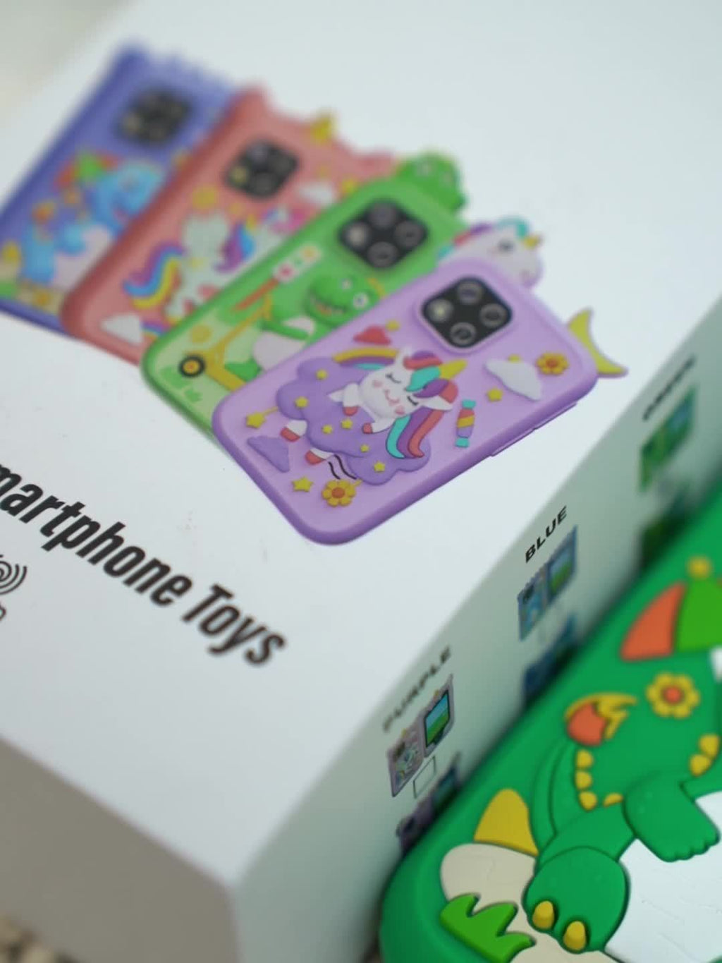 Kids Smart Phone Toy Dinosaur Design HD Touchscreen Dual Camera 8GB SD Card Play Cell Phone for Boys Girls Ages 3 and Up Travel Toy Birthday Easter Halloween Christmas Gift Green Purple