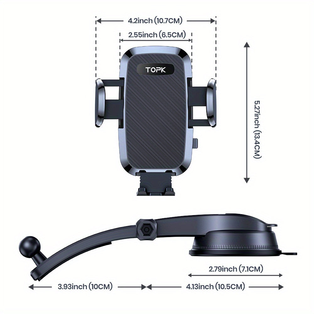 Car Phone Holder Mount 360° Rotation Strong-Grip Suction Dashboard & Windshield Cradle One-Hand Snap-In Universal Fit iPhone 17 16 15 14 13 Samsung Galaxy Android Handsfree Stand | Nova Mart