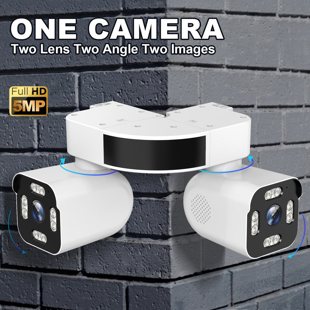 Dual Lens PTZ Security Camera Outdoor WiFi 5MP – 360° Pan Tilt 10x Electric Zoom Motion Detection Siren Alarm Two-Way Audio Color Night Vision 24/7 Wired Recording Home Surveillance