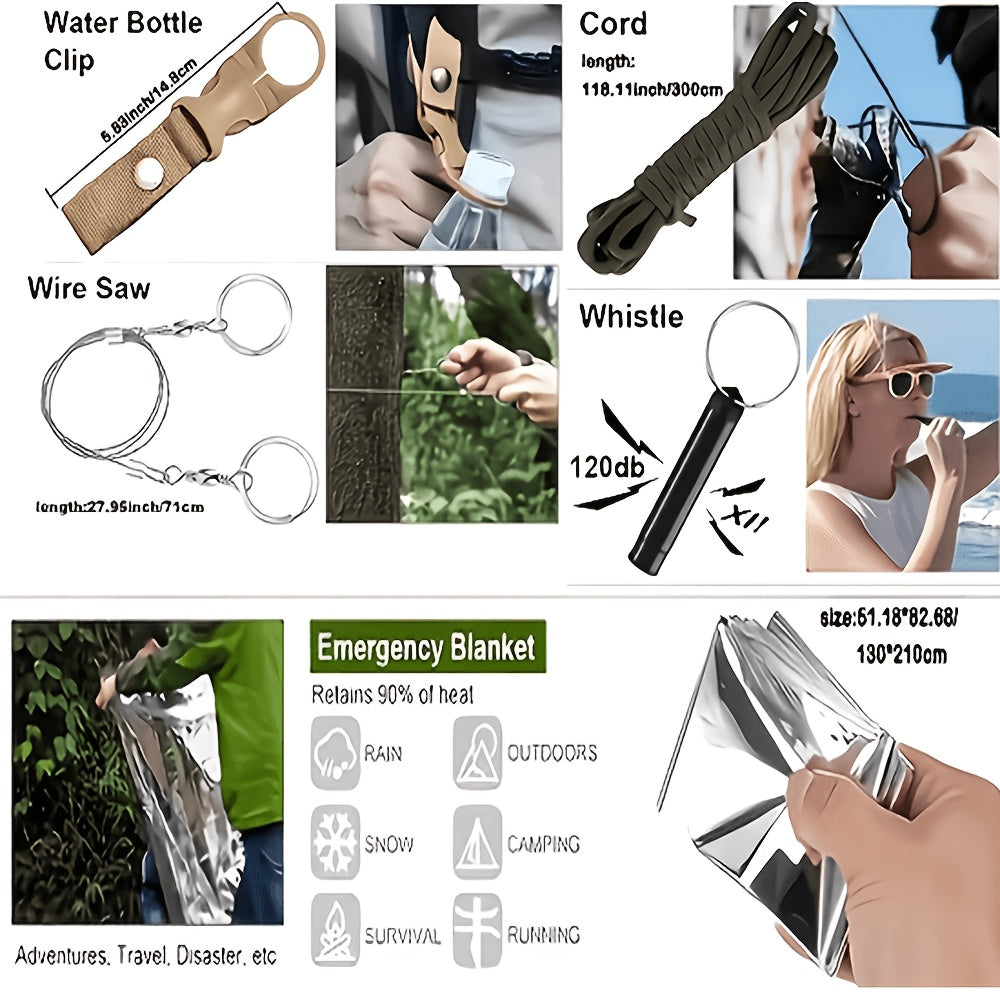 242-Piece Survival Kit – Outdoor Emergency Gear with Fire Starter & First Aid Tools for Camping Hiking Travel Car School, Men & Women Gift, Multiple Colors