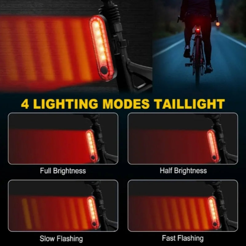 USB Type-C Rechargeable Bike Light Set – Aluminum Alloy Front Light 6 Modes & Rear Light 4 Modes, High-Lumen LED Bicycle Lights for Night Riding Commuting Camping Safety