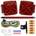 12V LED Trailer Lights Kit Stop Tail Turn Signal License Plate Light for Trailers Under 80 Inch Square LED Tail Lights for Boat Trailer Truck RV Camper Marine with Wiring Kit Options
