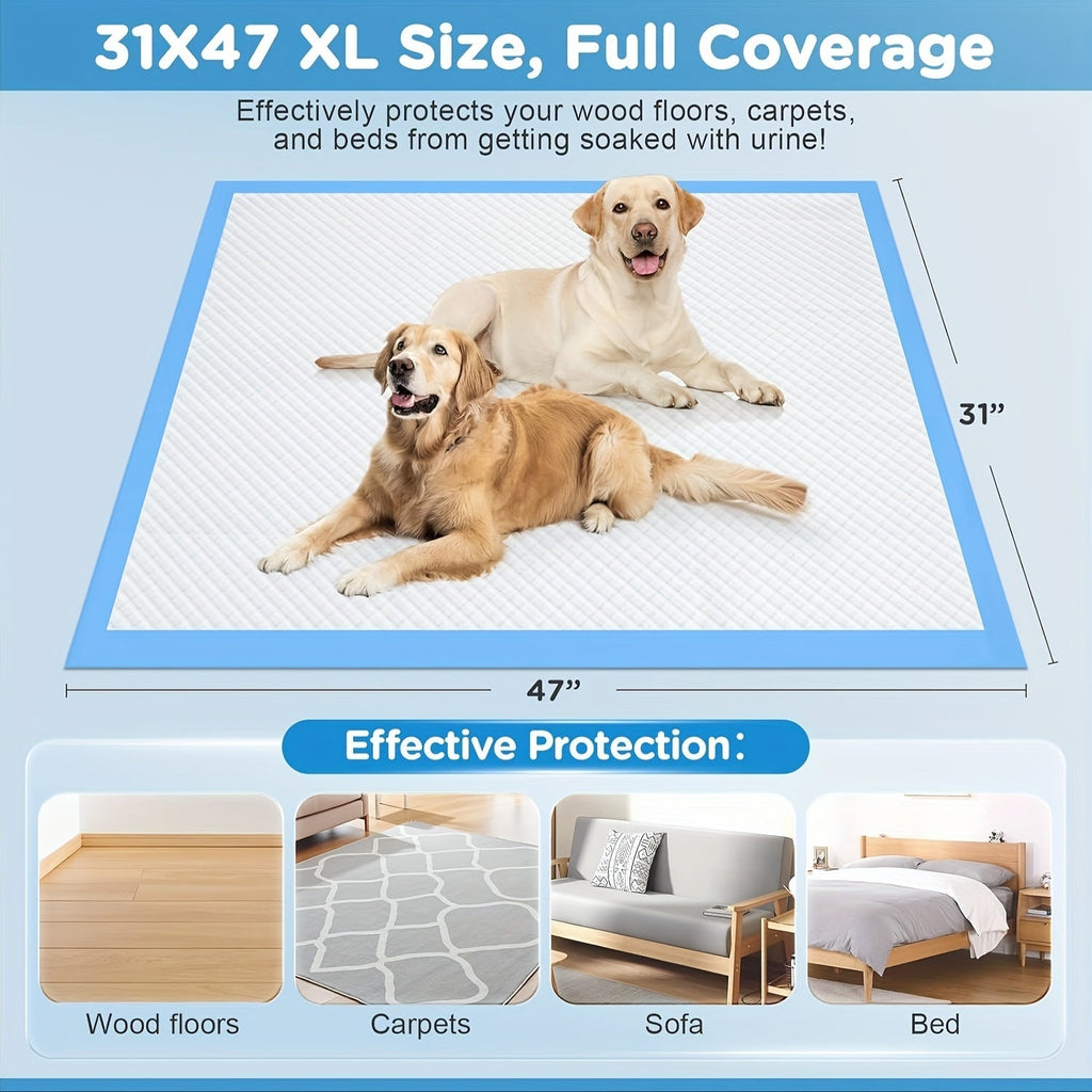 Dog Pee Pads XXXXL Extra Large 8-Layer Super Absorbent Leakproof Disposable Puppy Training Pads – 40/60/80/120 Count – For Dogs, Cats, Rabbits & Post-Surgery Use – Velora