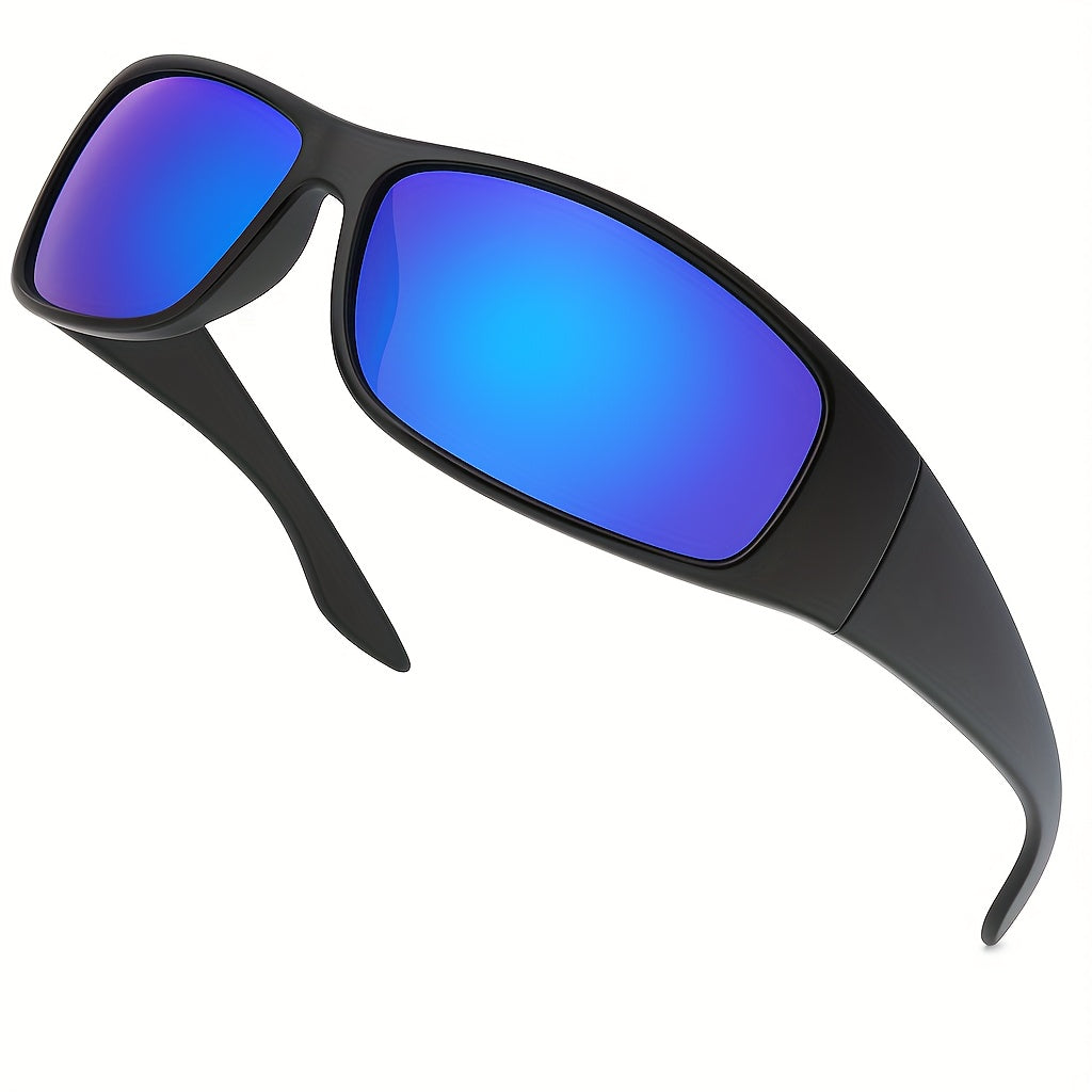 Super Dark Polarized Wrap Around Sunglasses UV400 Sport – Lightweight Unisex Eyewear Glossy Matte Frame Black Blue Yellow Lens, Driving Cycling Fishing Hiking Outdoor Gift