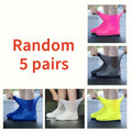 Reusable Latex Rain Boot Shoe Covers Waterproof Overshoes for Men Women & Kids – 5 Pairs Mixed Colors, One Size Fits All (EU 34-45), Durable Non-Slip Rain Protection for Outdoor Use