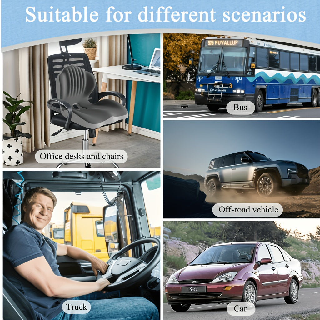 Ergonomic Memory Foam Seat Cushion with Back Support & Breathable Hollow Design – Comfortable Coccyx Cushion for Office Chair Car Seat Long Sitting Unisex