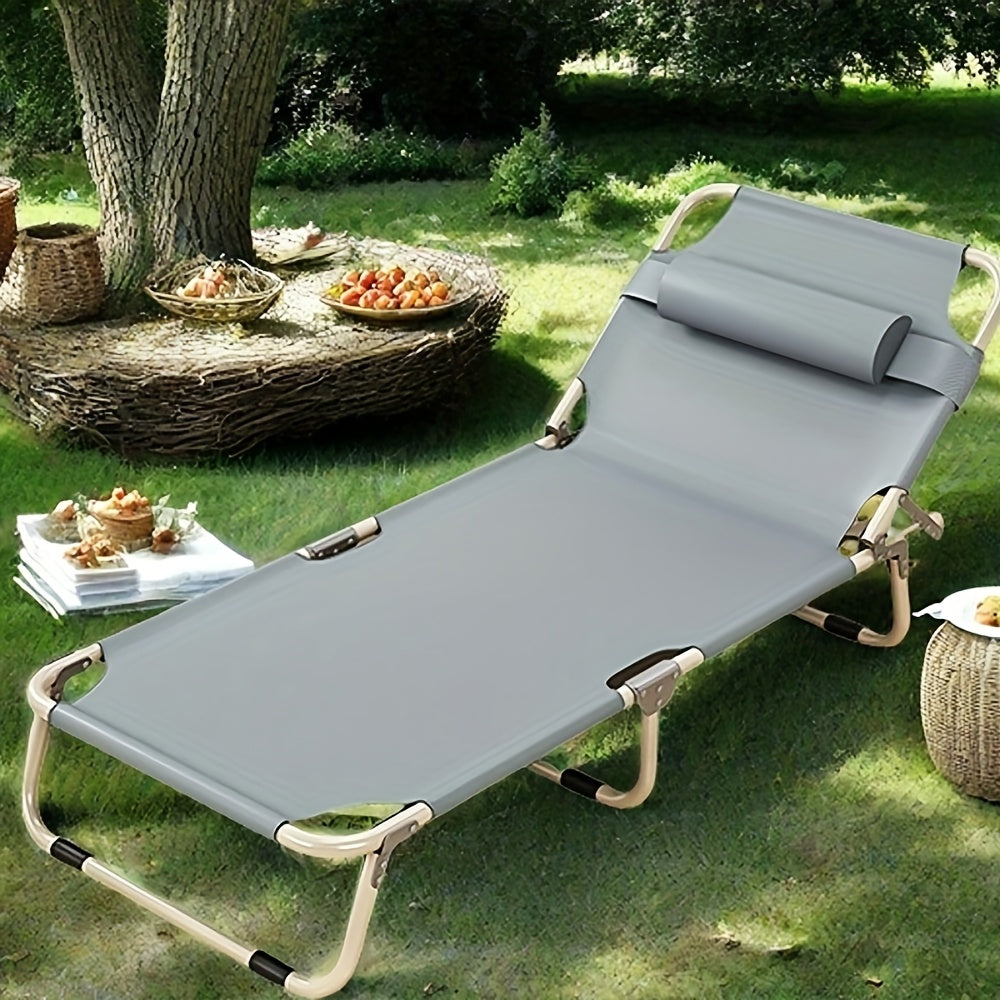 1200D Folding Camping Bed – Portable Outdoor Sleeping Cot Without Mattress for Camping Beach Patio Sunbathing Poolside, Durable Oxford Fabric Easy Setup, Gray