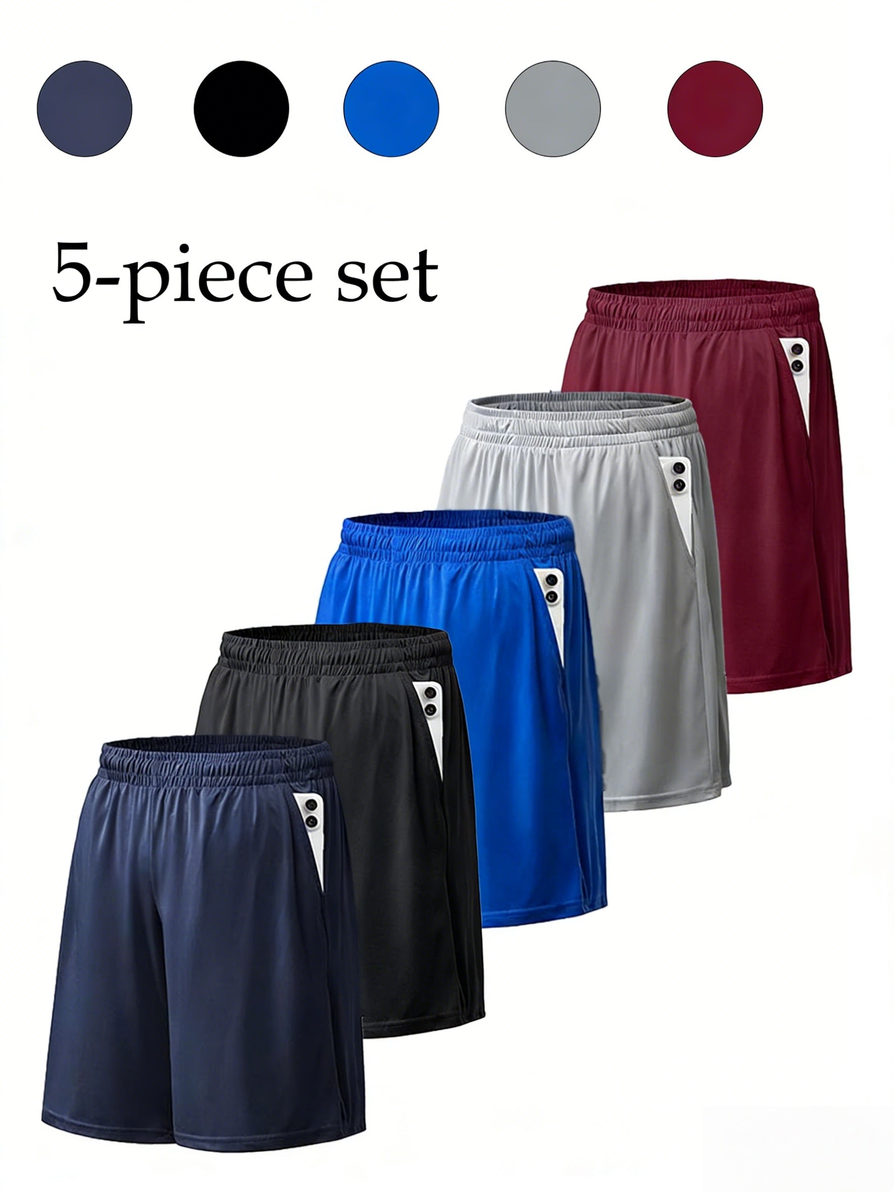 5 Pack Men's Quick Dry Mesh Shorts - Micro Stretch Elastic Waistband Drawstring Athletic Gym Running Workout Shorts, Breathable Casual Sport Bottoms for Men, Sizes S-XXXL Multiple Colors