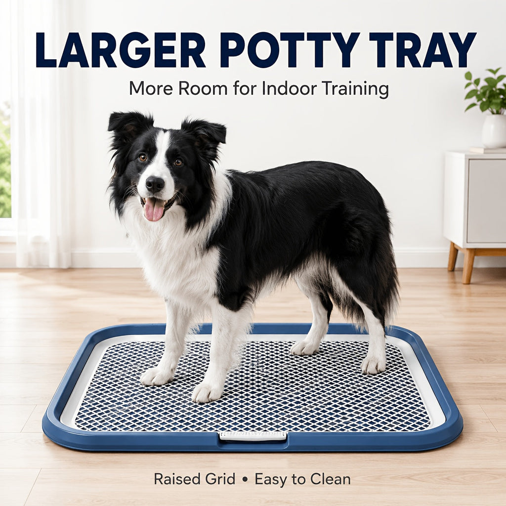 Leak-Proof Dog Potty Tray Indoor Puppy Toilet with Removable Grating Washable Pee Pad Holder for Apartment Puppy Training Pet Potty Station for Small Medium Dogs Easy Clean