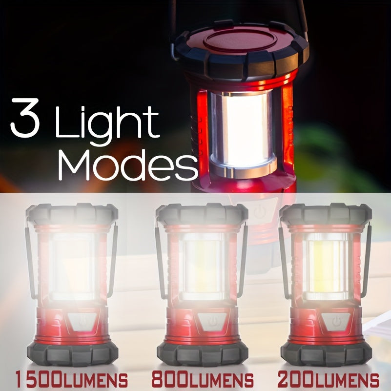 Camping Lantern Rechargeable 2 Pack 1500LM LED with Phone Charger – 3 Light Modes Portable Hurricane Emergency Lantern for Camping Hiking Power Outage & Outdoor Survival