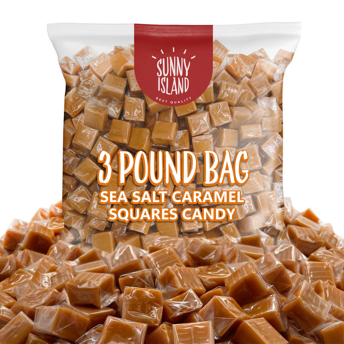 Sea Salt Caramel Cubes Candy 3 Pound Bulk Pack 225 Count - Individually Wrapped Soft Chewy Sweet Salty Caramel Squares for Snacking Baking Gifting Candy Bowls Events