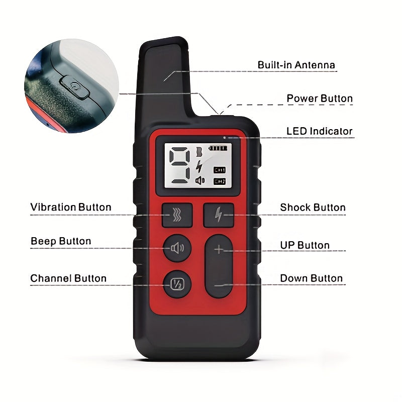 9-Level Remote Dog Training Collar Rechargeable E-Collar Shock Vibration Tone 500M Range Adjustable for Small Medium Large Dogs Safe Bark Control