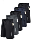 Men's Athletic Shorts 5-Pack Quick-Dry with Side Zip Pocket – 95% Polyester Stretch Waistband Gym Workout Basketball Running Hiking Activewear, Sizes S–XXL Mix Colors