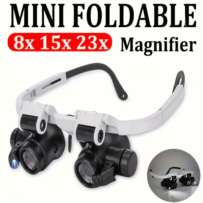 Head Mounted Magnifier 8X 15X 23X Hands-Free Dual Lens Magnifying Headset with Adjustable Headband – Precision Magnifier for Jewelry Making Electronics Repair Soldering Crafting Diamond Painting and Reading