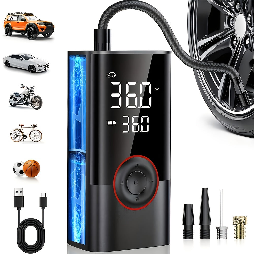 Cordless Digital Tire Inflator 150PSI Portable Air Compressor Pump with Protective Case for Car Motorcycle Bike SUV Truck Auto Emergency Flat Tire Kit Gift for Men Dad