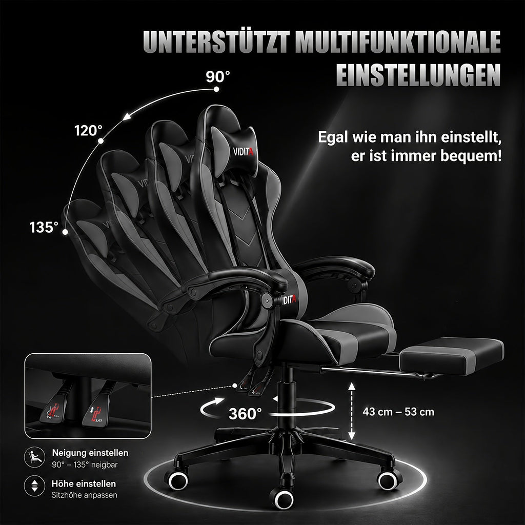 Ergonomic Gaming Chair Racing Style High Back Lumbar Support Five-Wheel Swivel Velvet PU Leather Adjustable Recliner Office Chair Adults Teens Multi-Color