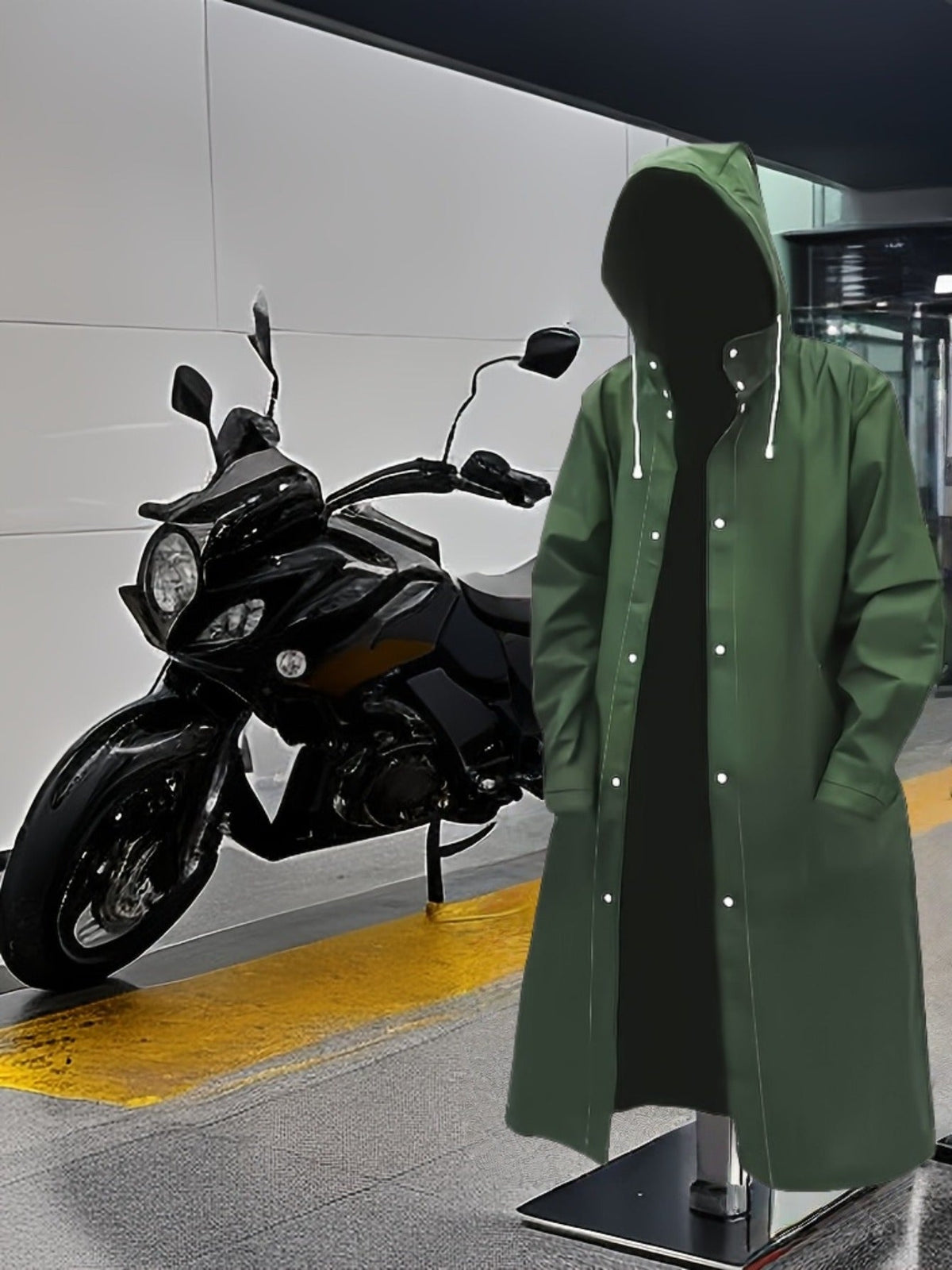Waterproof Hooded Long Raincoat for Men & Women – Full-Zip Windproof Outdoor Rain Jacket with Adjustable Hood & Loose Breathable Fit for Hiking, Cycling, Fishing, Biking & Camping | Unisex L-XXL