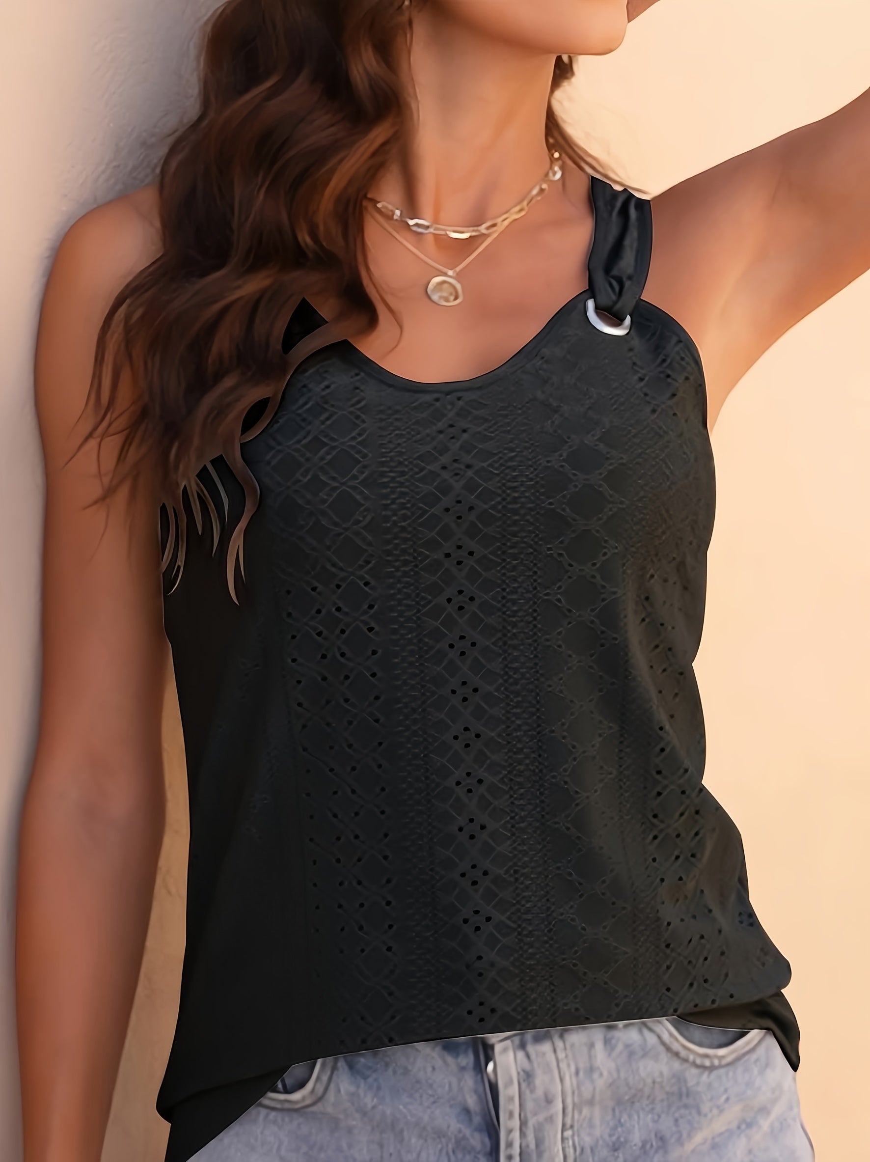 V-Neck Sleeveless Tank Top Women Casual Loose Comfortable Summer Vest Lightweight Trendy Tops 5 Colors Black Orange Red Green White S-XL