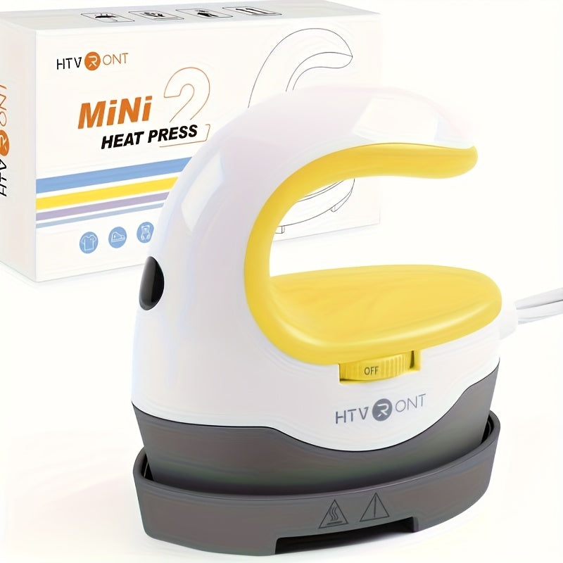 Mini Heat Press Machine Portable Small Iron Press for T-Shirts Hats Bags – 3 Heat Settings HTV Sublimation Vinyl Transfer Projects – Fast Heat-Up Easy Grip Lightweight Craft Press for Beginners and Makers