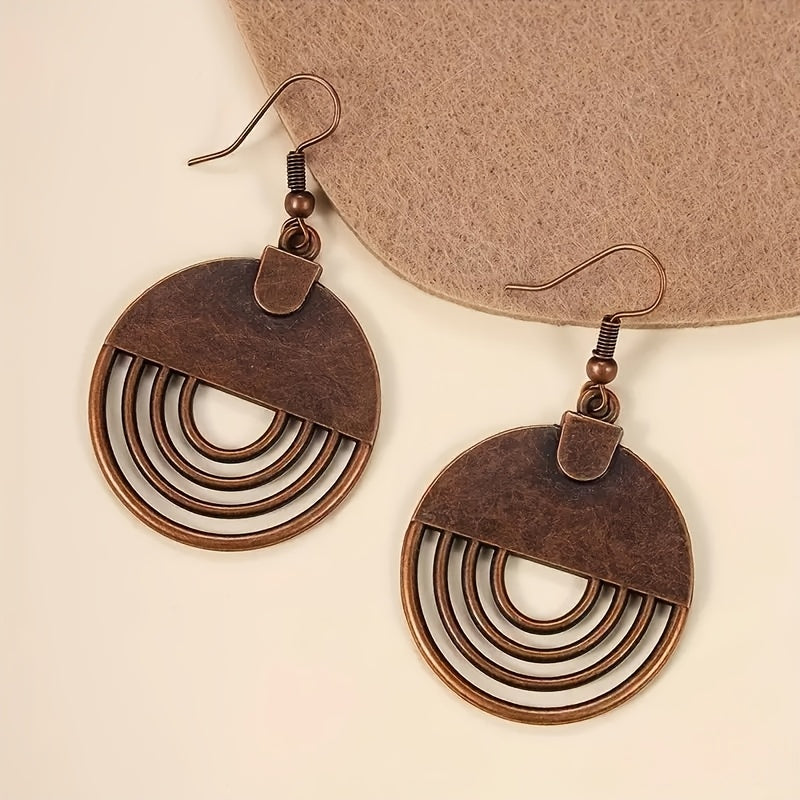 9-Pair Bohemian Geometric Earrings Set for Women – Wooden Leather Retro Sunflower Circular Multicolor Boho Dangle Earrings Gift Set Girls Ladies Festival Daily Wear Christmas Birthday