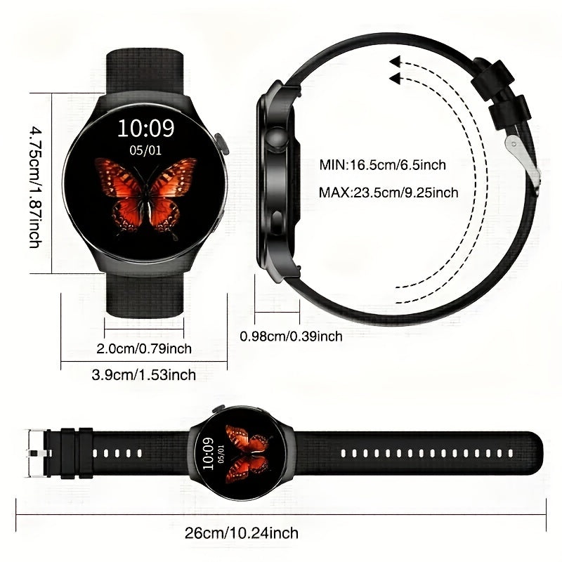 Smartwatch with Call Function Fitness Tracker for Men & Women – Silicone Strap, Step Counter, Heart Rate Monitor, Calorie Tracking, Sports Modes, Music & Camera Control