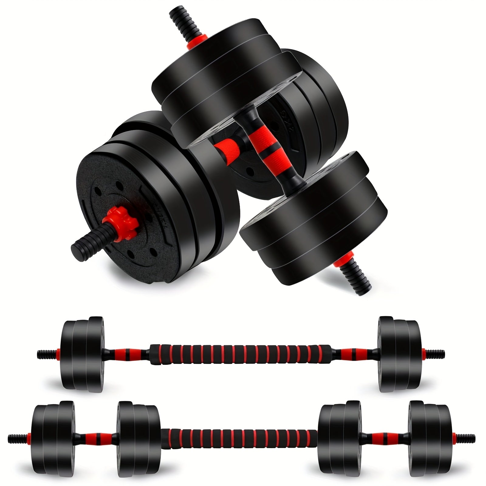 Adjustable Dumbbell Set 22LB & 44LB for Men & Women – Free Weight Home Gym Equipment with Barbell Connector & Bumper Plates for Strength Training, Muscle Building & Fitness Workouts