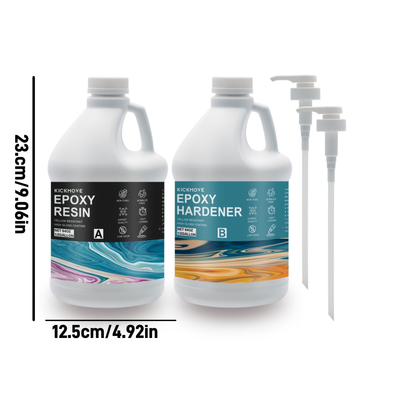 Clear Epoxy Resin Kit 2 Part High Gloss Casting Coating Countertop Table Top Resin Art DIY Jewelry Handcraft with Pumps 16oz to 2 Gallon