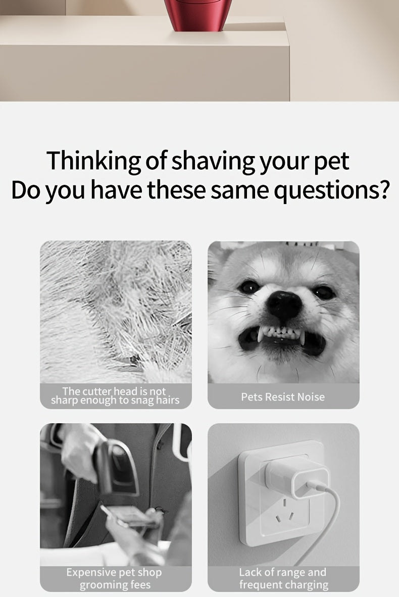 Dog Grooming Clippers Cordless Rechargeable LED Display - Professional Wireless Pet Hair Trimmer Detachable Blades 4 Comb Guides Low Noise 36V USB for Dogs Cats Small Animals