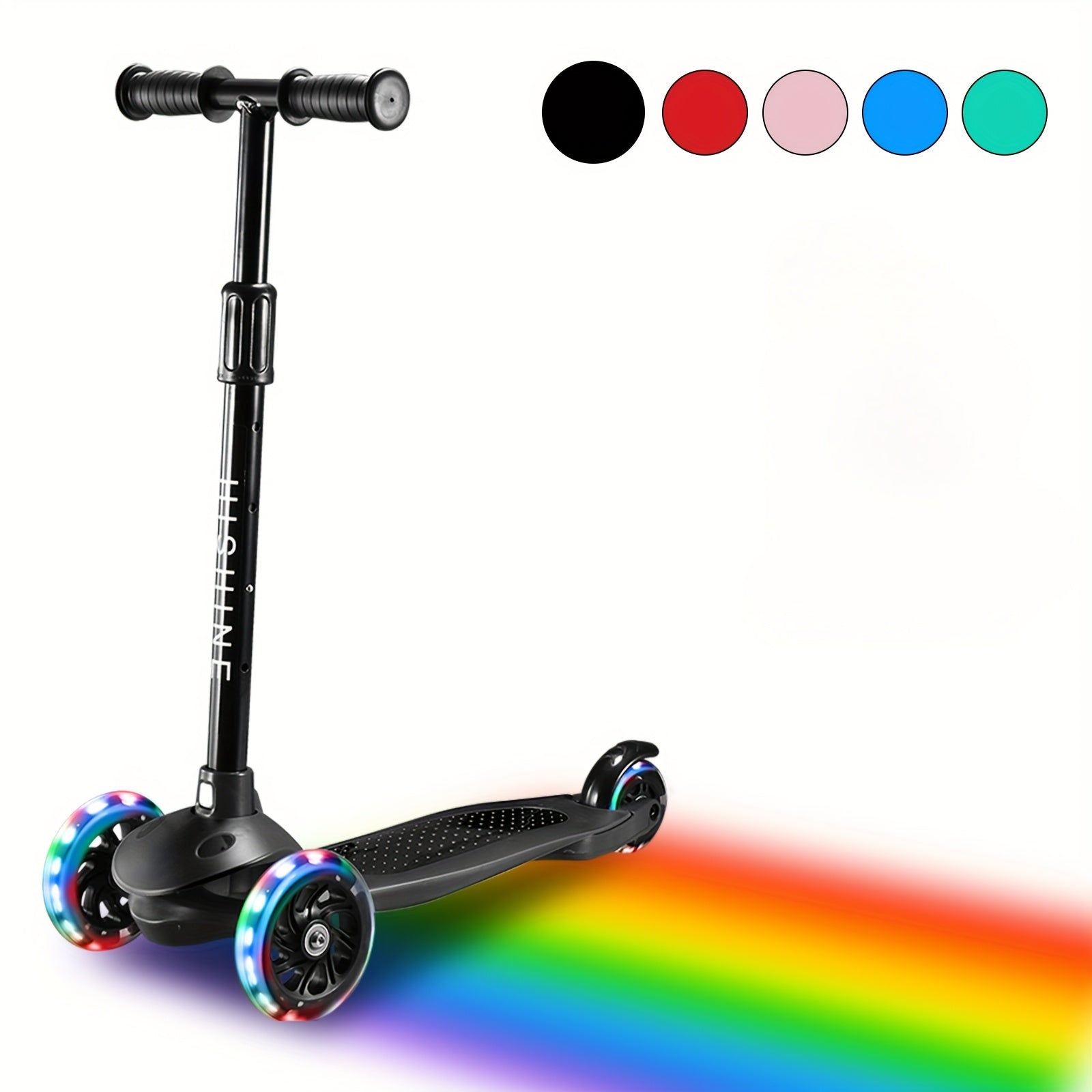 Light Up Wheels Kids 3-Wheel Scooter for Toddlers Ages 2-5 – Adjustable Height Lean-to-Steer Design, Front Brake & Double Suspension, No-Battery Glow Wheels, Birthday Gift for Boys & Girls, Pink Blue Black Red