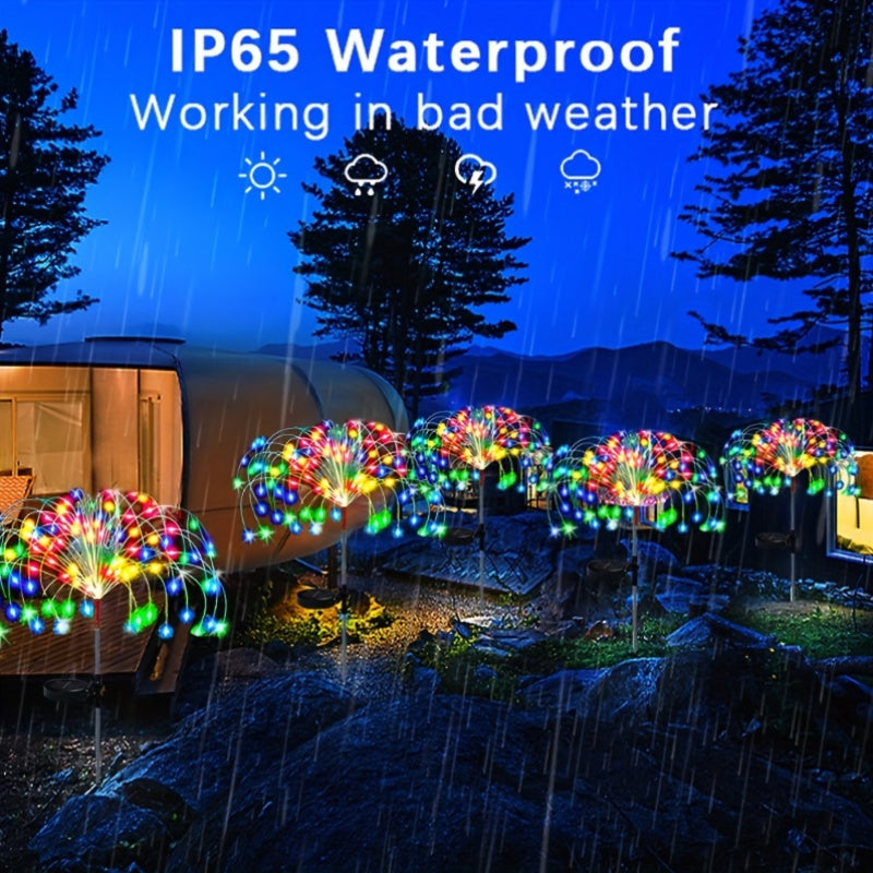 Solar Firework Garden Lights Outdoor – 8 Modes LED Smart Sensor Auto Dusk to Dawn Waterproof Landscape Lighting for Garden Patio Walkway Yard Lawn Party Wedding 60 200 360 LED Multi-Pack