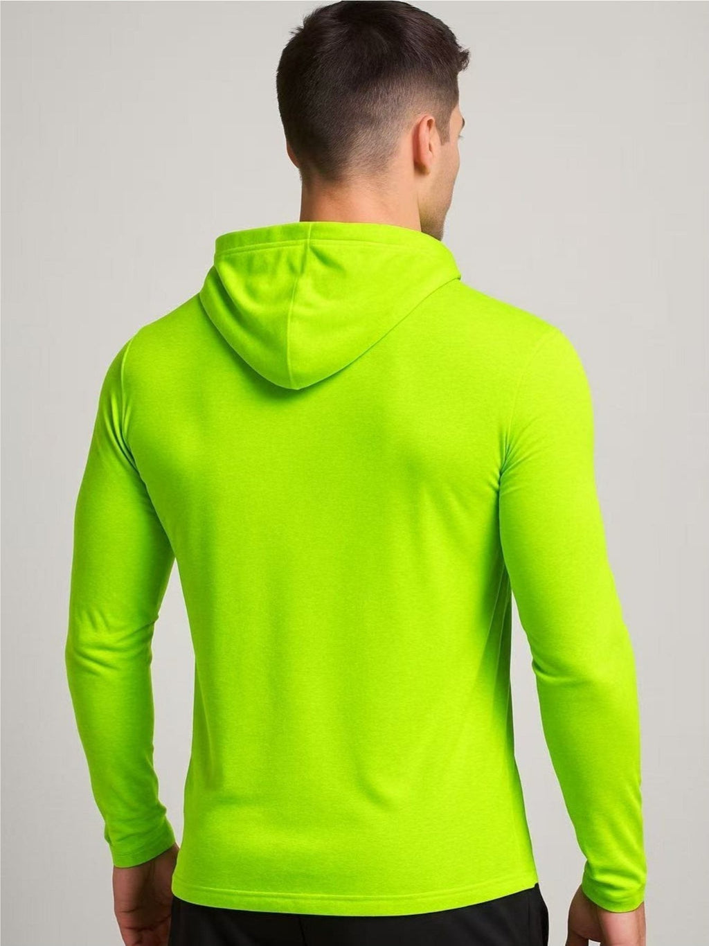 Men's Hi Vis Hooded Work Shirts 4-Pack UPF 50+ Long Sleeve Quick Dry Moisture Wicking Safety Shirts for Construction Outdoor with Neck Gaiter S-XXXL